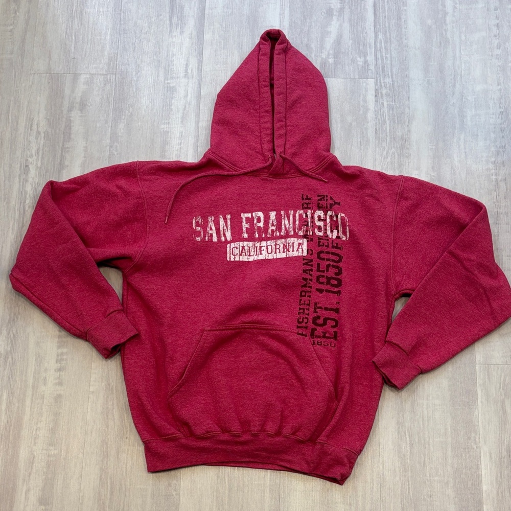 San Francisco California Graphic Hoodie - Red with Pockets